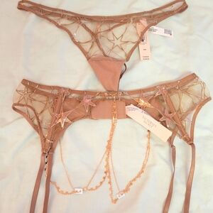 Victoria's Secret Tan Star-Embellished Lingerie Set